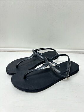 Havaianas Women’s Black Twist T-Strap Flip Flops Sandals US 10/11 (EU 41/42)